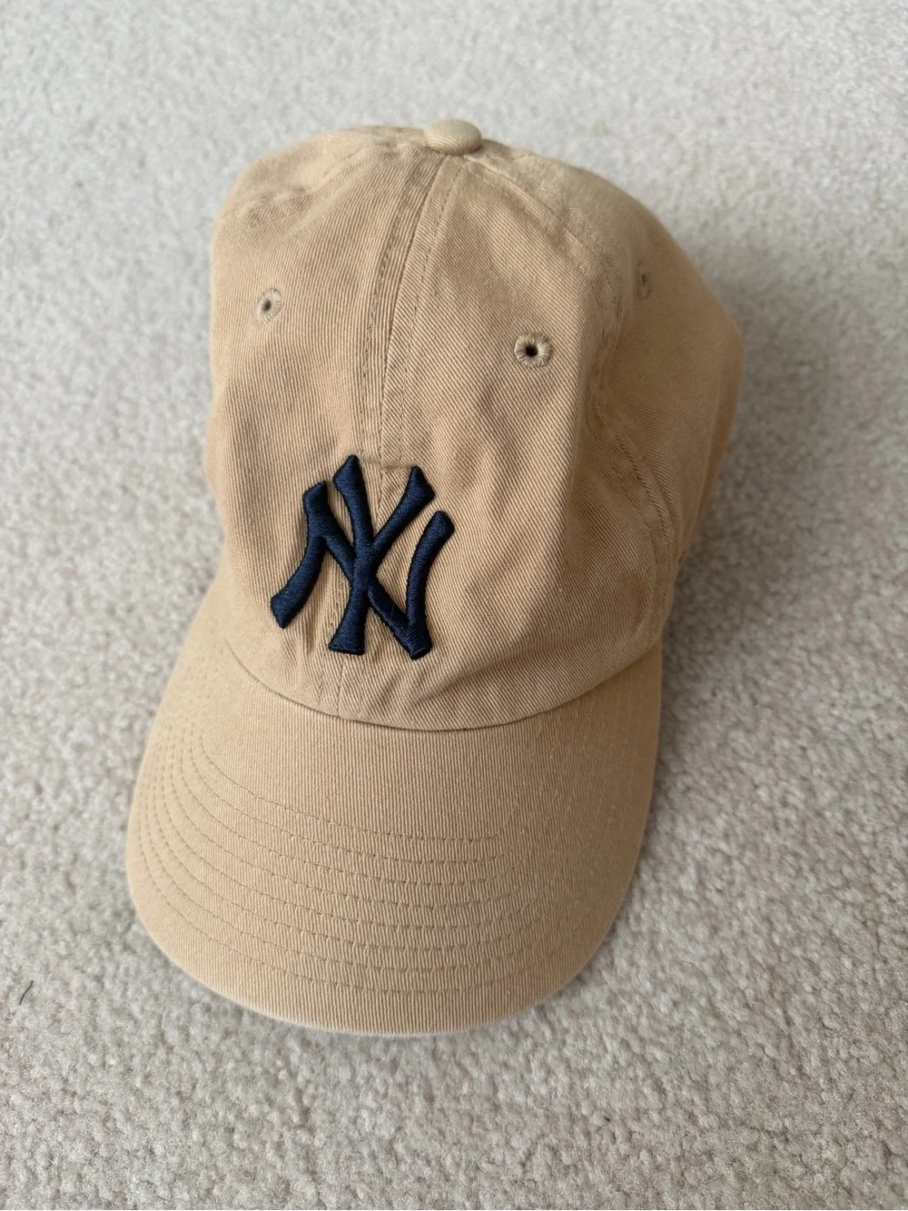 47 Brand Tan Baseball Cap with Navy Embroidered Logo